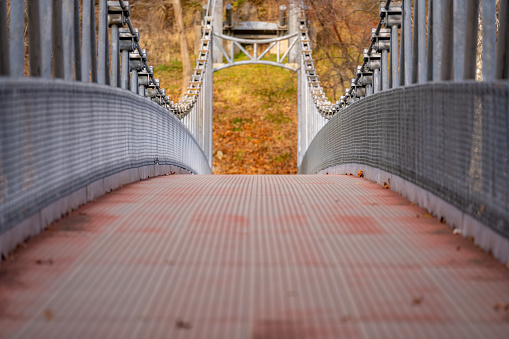 Popolopen Creek Suspension footbridge, pedestrian bridge, Fort Montgomery, New York.