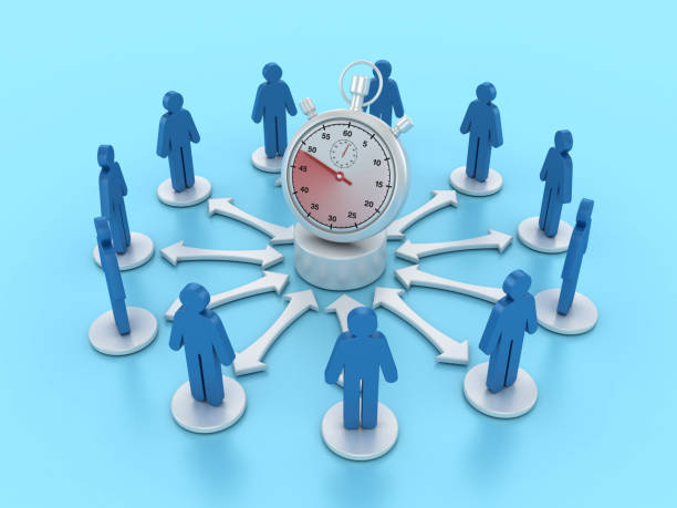 istock Pictogram People Teamwork with 3D Stopwatch 1875519650