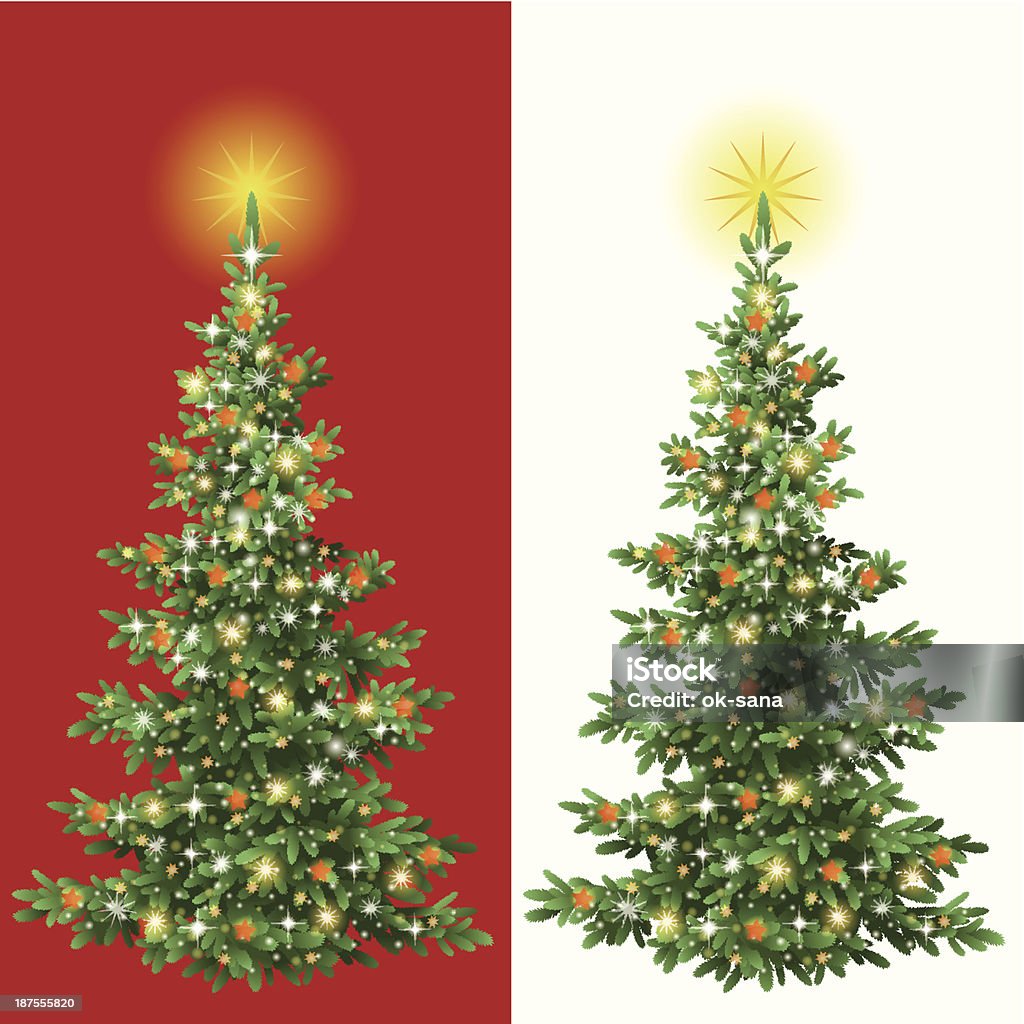 Christmas tree with decorations Christmas holiday fir tree with decorations: stars, isolated. Eps10, contains transparencies. Vector Branch - Plant Part stock vector