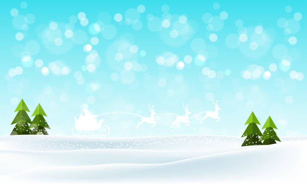 istock winter landscape with trees and Santa Claus Sleigh 1875573137