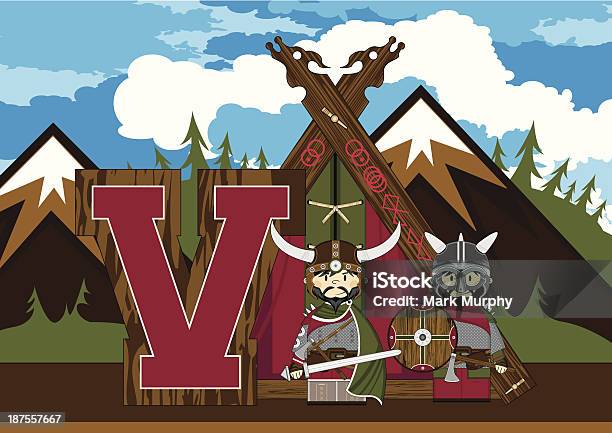 Cute Viking Warriors Learning Letter V Stock Illustration - Download Image Now - Adult, Alphabet, Armed Forces