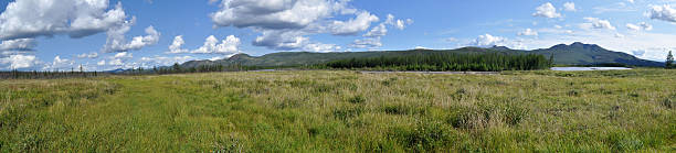 istock Panorama of a mountain valley. 187557880