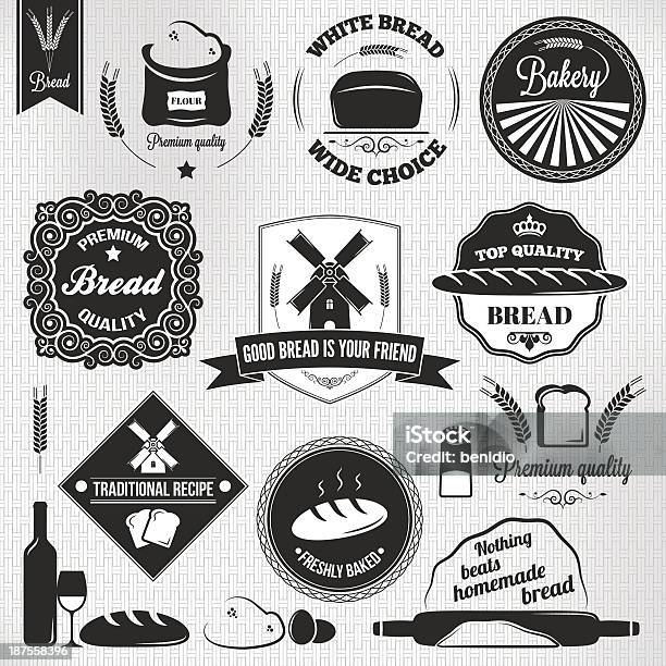 Pane Imposta Etichette Vintage Panetteria - Immagini vettoriali stock e altre immagini di Panetteria - Panetteria, Campo, Alchol