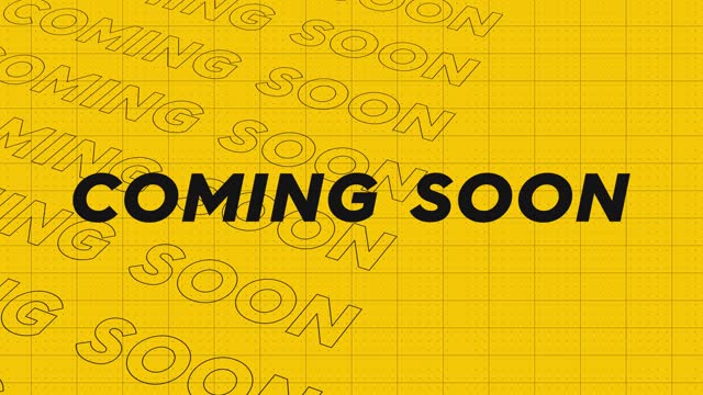 Coming Soon yellow orange promo title dynamic animation loop. Title rows stream up seamless attractive background. Creative promotion advertising sport design.