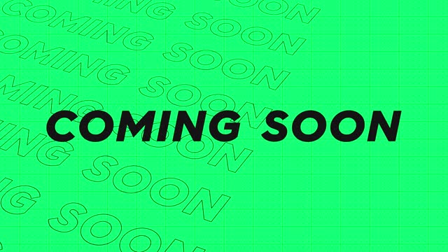 Coming Soon green title rows stream up seamless attractive background. Creative promotion advertising sport design. Promo title dynamic animation loop.
