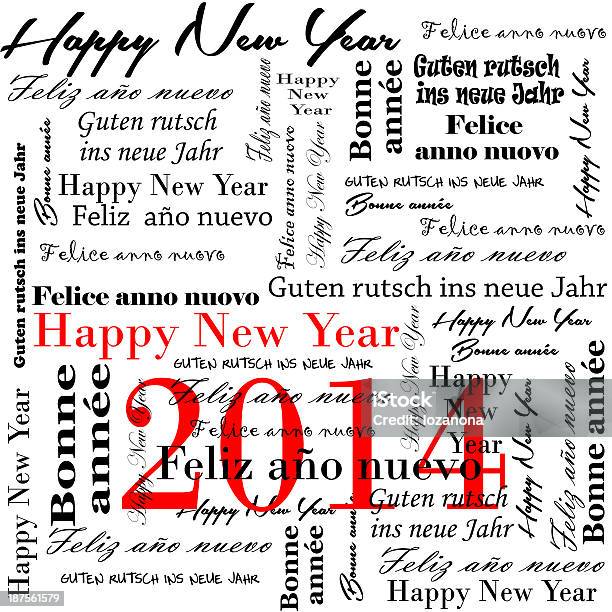 Frohes Neues Jahr 2014 Text In Vielen Sprachen Stockfoto und mehr Bilder von 2014 - 2014, 21. Jahrhundert, Britische Kultur