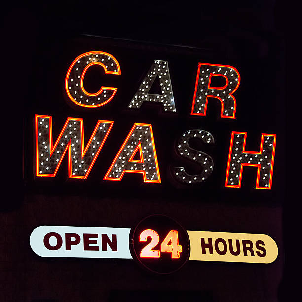 istock Car Wash Sign at Night 187562701