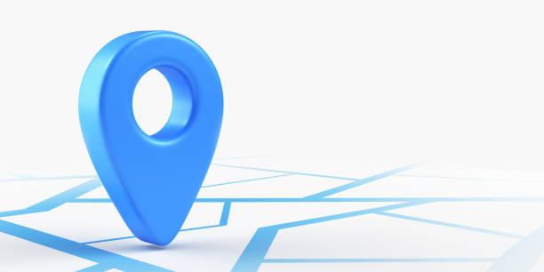 istock GPS navigator pin checking blue color on map 1875633866