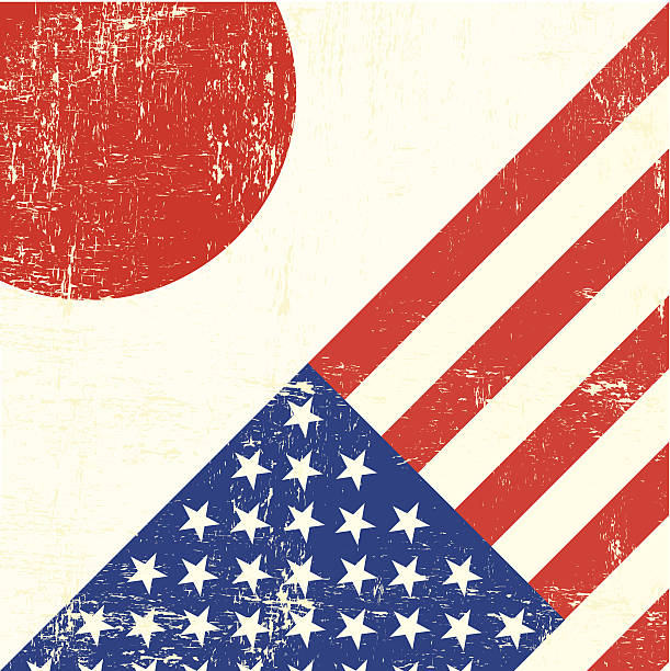 сша и японии флаг гранж - japanese flag concepts dirty grunge stock illustrations