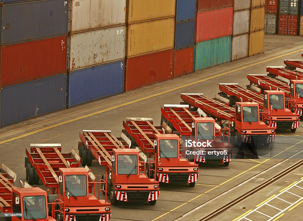 Loading dock Trucks lineup at a transportation port in Sri Lanka. Merchandise Stock Photo