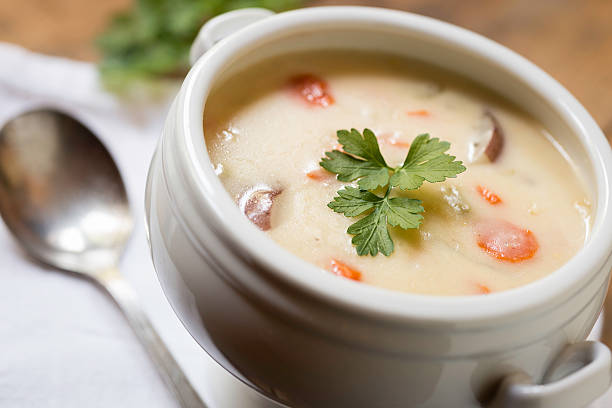 istock Bowl of Potato Cheese Chowder on an Angle 187568229