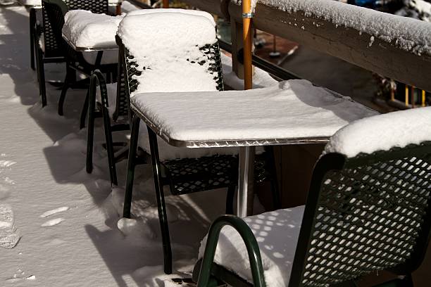 istock Snowy patio furniture 187569018