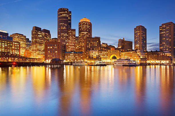 istock Boston, Massachusetts, USA skyline from fan pier at night 187569563