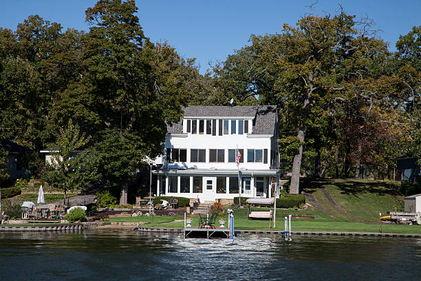 istock Lakeside home in autumn 187572415