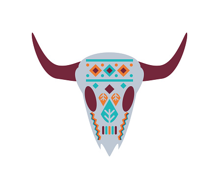 native american skull illustration isolated