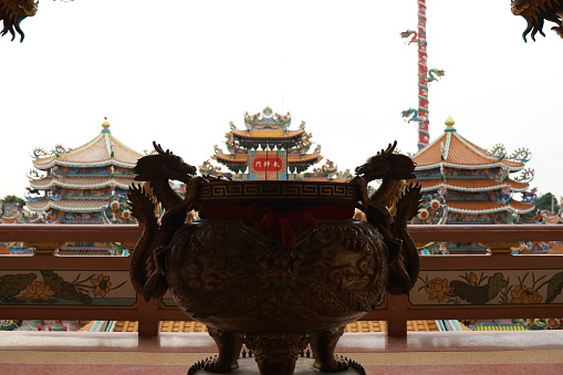 An antique chinese incense burner in the Chinese temple