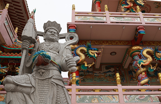 Guan Yu Stone Statue in Chinese temple , believe and religion