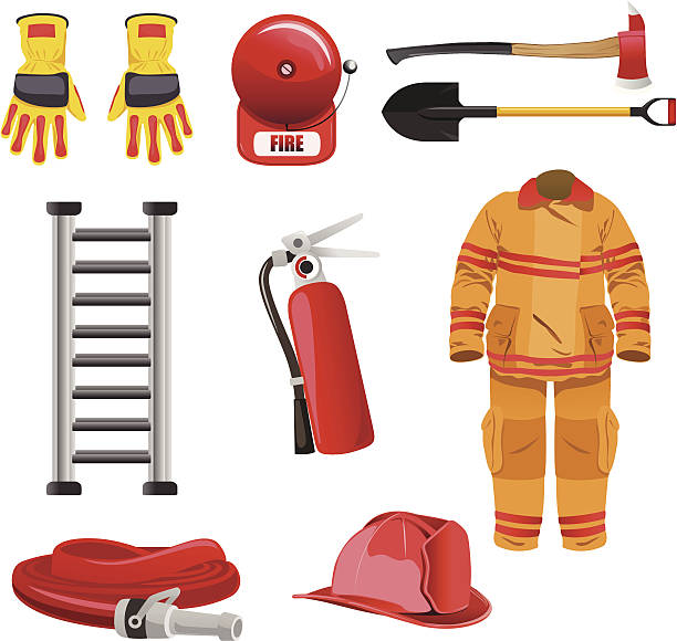Firefighters icons vector art illustration