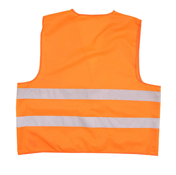 istock Back view of safety orange vest. 187576398