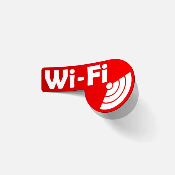 Vector illustration of Free Zone wi-fi, sticker