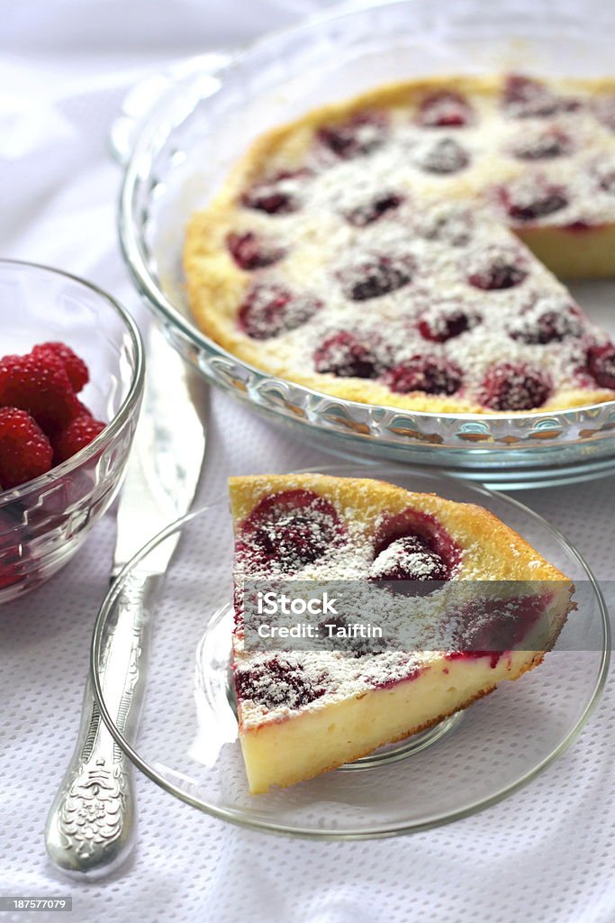 Cottage cheese pie with raspberries Piece of cottage cheese pie with raspberries Raspberry Stock Photo