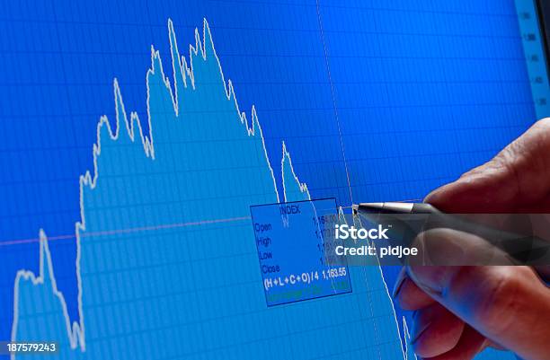 Analyzing Financial Market Flow Chart Stock Photo - Download Image Now - Line Graph, Banking, Blue