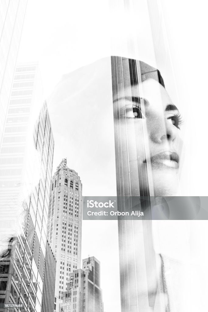 Composite of woman in New York Multiple Exposure Stock Photo