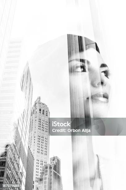 Composite Of Woman In New York Stock Photo - Download Image Now - Multiple Exposure, New York State, Portrait