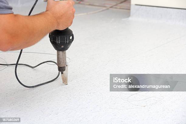 Instaling Pvc Floor Stock Photo - Download Image Now - Linoleum, Flooring, Full Frame