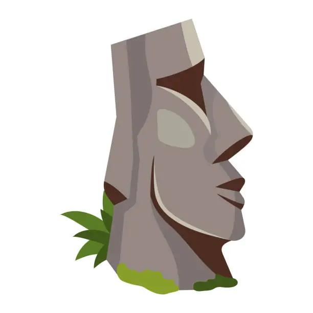 Vector illustration of chile moai statue isolated