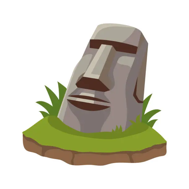 Vector illustration of chile moai statue monument