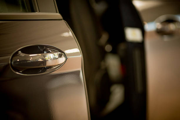 istock Open side door of a brown transporter 187581565