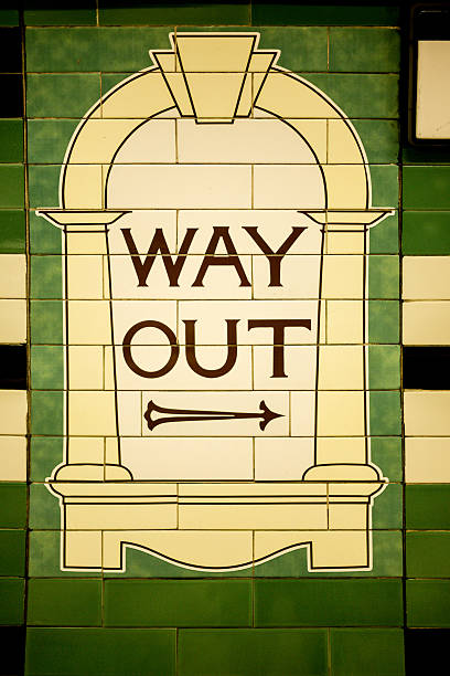 An exit sign in the London Underground Subway System