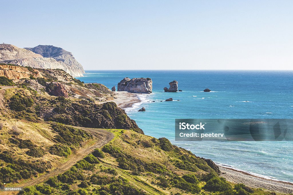 Aphrodite's Rock View to rocky mediterranean coast. Republic Of Cyprus Stock Photo