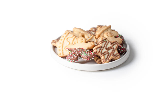 istock Different shape Christmas cookies into the box on white isolated background. Copy space 1875846088