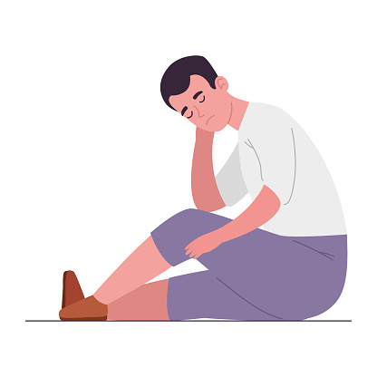 social anxiety disorder man sitting illustration