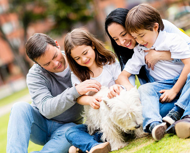 istock Family pampering a dog 187585568