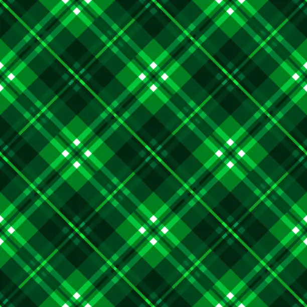 Vector illustration of Seamless Green Plaid Striped Tileable Repeating Pattern St. Patrick's Day Abstract Background