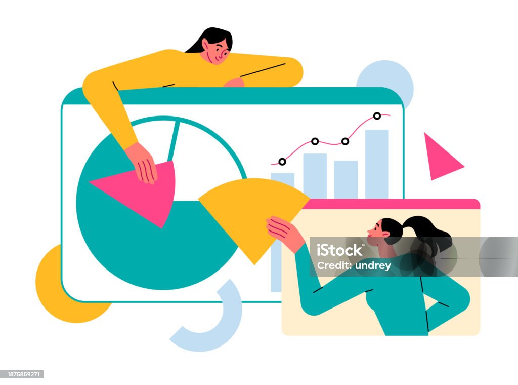 Working With Data Example People Work With Data Make A Chart Stock Illustration - Download Image ...