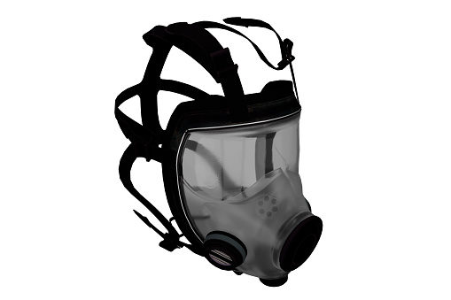 A gas mask isolated on a white background.