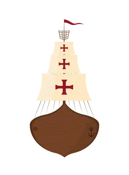 Vector illustration of old wooden frigate