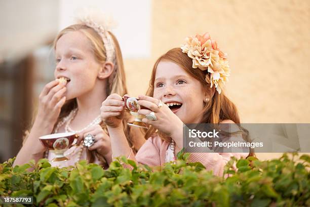 Having A Tea Party Imagination Stock Photo - Download Image Now - Bonding, Cake, Candid