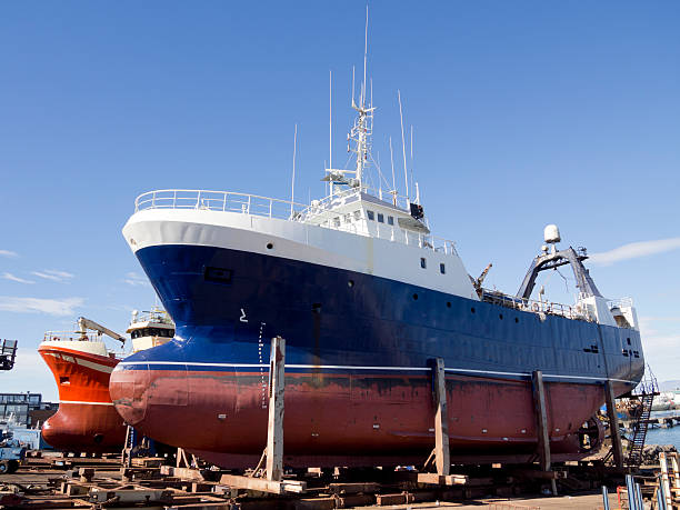 istock trawlers in dry dock 187589011