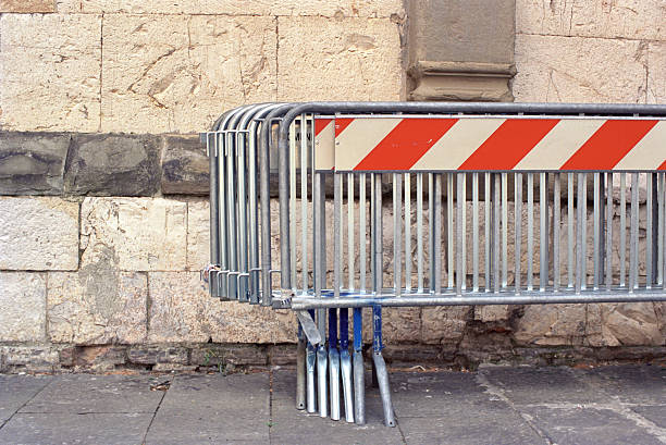 Security mobile vehicle barrier is seen on a pedestrian street