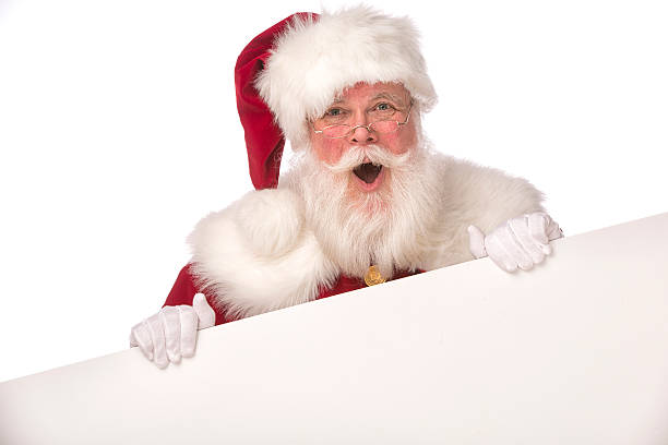 istock Real Santa Claus holding a blank sign 187593239