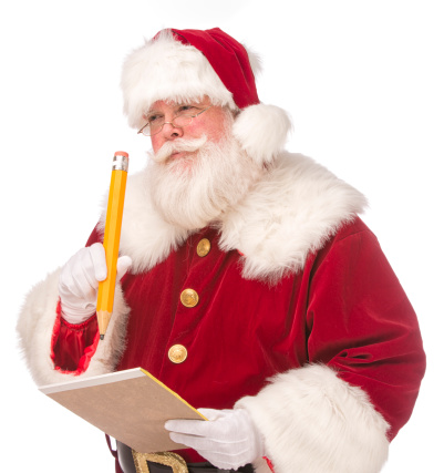 Real Santa Claus writing a naughty and nice list