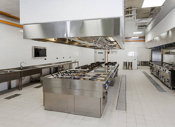 cozinha industrial - commercial kitchen restaurant retail stainless steel imagens e fotografias de stock