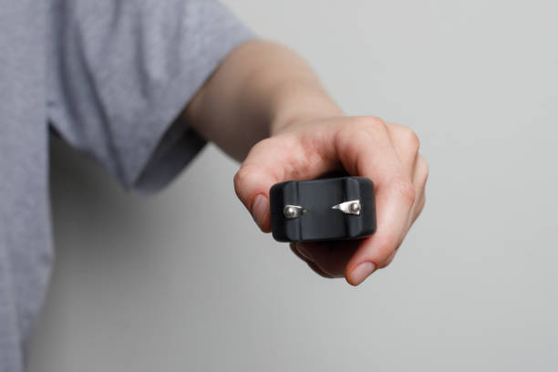 istock Black Shock stun gun in human hand. Electric shocker for self defense 1875952869