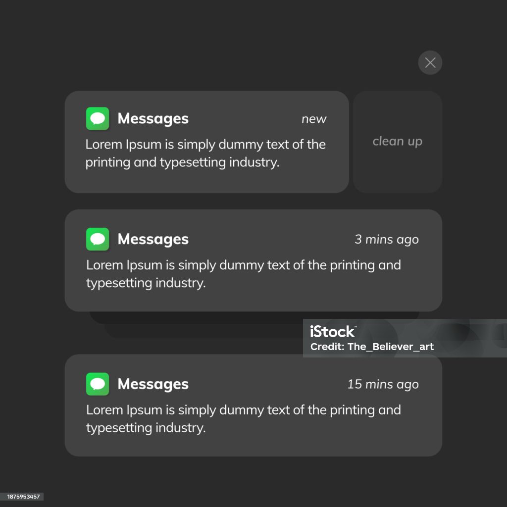 Notfication Screen Notification Screen Ui Design Phone Notification Windows Template On A ...