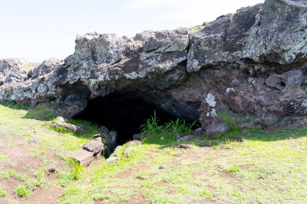 Hanga Roa, Rapa Nui, Easter Island, Polynesia, Chile - February 16, 2024: A natural sea swimming pool in Hanga Roa downtown.